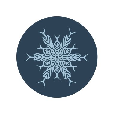 Noel kar tanesi dairesi çizim vektör motifi. Bayram, kostüm ve buz gibi ikon için maskülen kar grafiği. El çizimi Aralık karlı altı köşeli yıldız