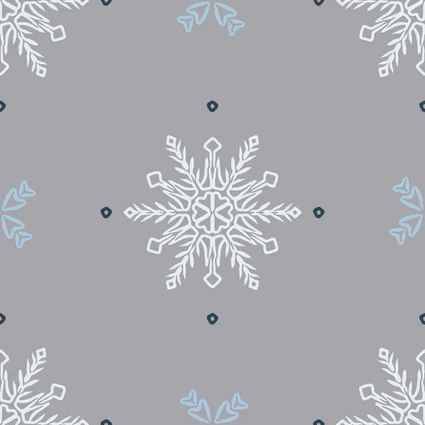 Flocon Neige Congelé Noël Motif Vectoriel Sans Couture Conception Graphique — Image vectorielle