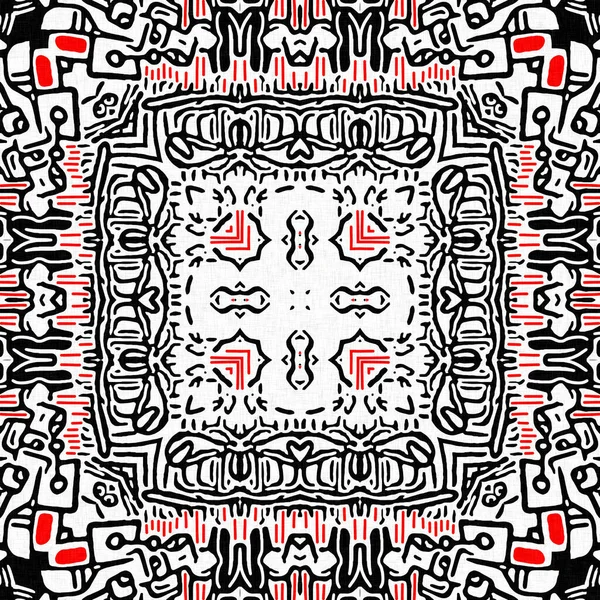 赤黒のシームレスアラベスクモザイクバンダナパターン 現代の男性のネッカーチーフ幾何学的なスカーフプリント 抽象的なグラフィックファッションと壁紙アートタイル — ストック写真