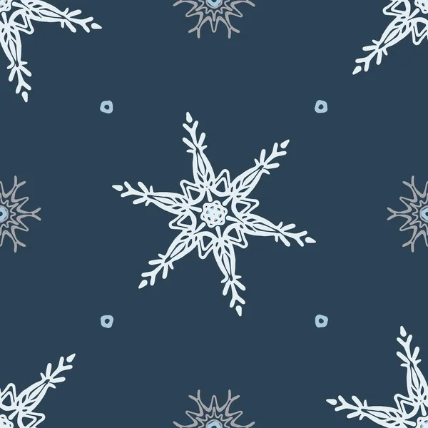 Flocon Neige Congelé Noël Motif Vectoriel Sans Couture Conception Graphique — Image vectorielle