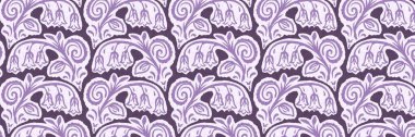 Cinsiyet ayrımı olmayan çiçek dikişsiz raster sınırı. Basit mor kaprisli 2 ton deseni. Çocuk odası duvar kâğıdı ya da her yerde skandal var.