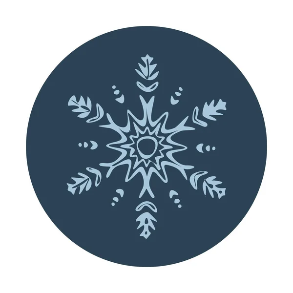 Vánoční Sněhová Vločka Kruh Ilustrační Vektorový Motiv Mužská Zimní Sněhová — Stockový vektor