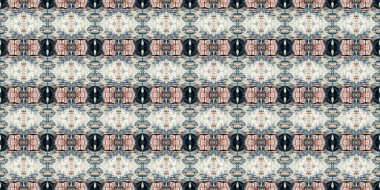 Retro boho geometrik kaleydoskop eşarp sınır modeli arka planı. Renkli klasik Azulejos kurdele kenar süsleme maskesini etkiler. Moda şalı Bitmeyen bandana bandosu