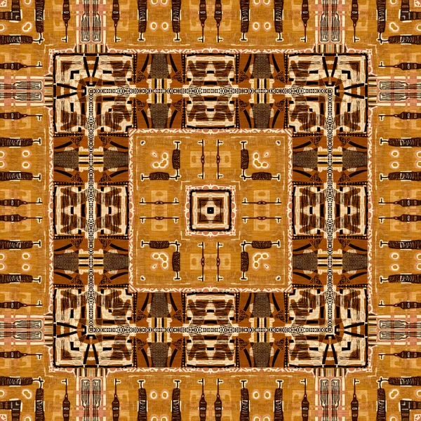Brown Safari Animal Print Patchwork Seamless Pattern Natural Quilt Clash — Stock Photo, Image