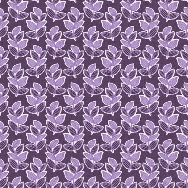 Cinsiyet olarak nötr mor botanik yaprak, dikişsiz raster arka plan. Basit, kaprisli, 2 tonlu bir model. Çocuk bezi duvar kâğıdı ya da her yerde skandal var.