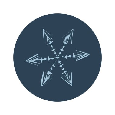 Noel kar tanesi dairesi çizim vektör motifi. Bayram, kostüm ve buz gibi ikon için maskülen kar grafiği. El çizimi Aralık karlı altı köşeli yıldız