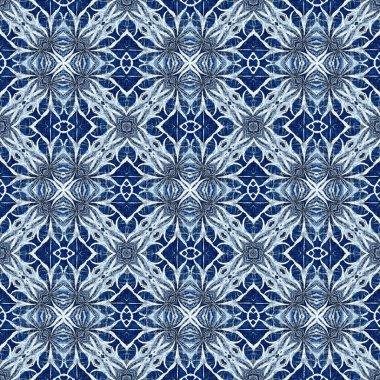 Çivit mavisi kar tanecikli yama kalıbı. Frosty boyama efekti kusursuz arkaplan. Şenlikli soğuk tatil sezonu duvar kâğıdı döşemesi