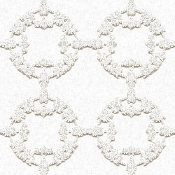 Weiß Auf Weißem Leinenspitzeneffekt Hintergrund Minimal Stylische Hochzeitseinladung Mit Dezentem — Stockfoto