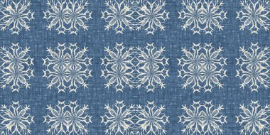 Çiftlik evi mavi kar taneleri sınır arkaplanı. Frosty batik fransız etkisi kurdelesi. Soğuk bayram bayramı washi kaseti