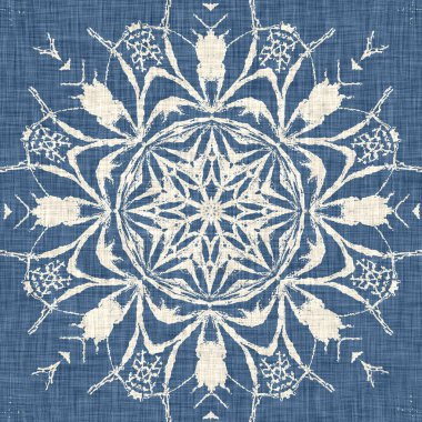 Çiftlik evi mavi kar tanesi desenli arka plan. Frosty batik fransız efekti kusursuz arkaplan. Şenlikli soğuk tatil sezonu duvar kâğıdı döşemesi