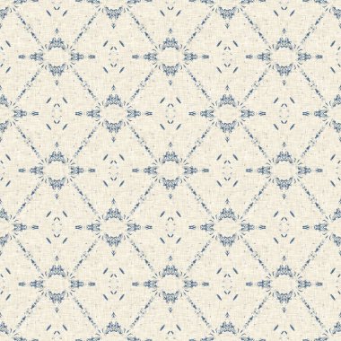 Eski püskü ev dekorasyonu için Fransız mavisi yorgan deseni. Kırsal çiftlik evi. Kır evi, keten, pürüzsüz arka plan.