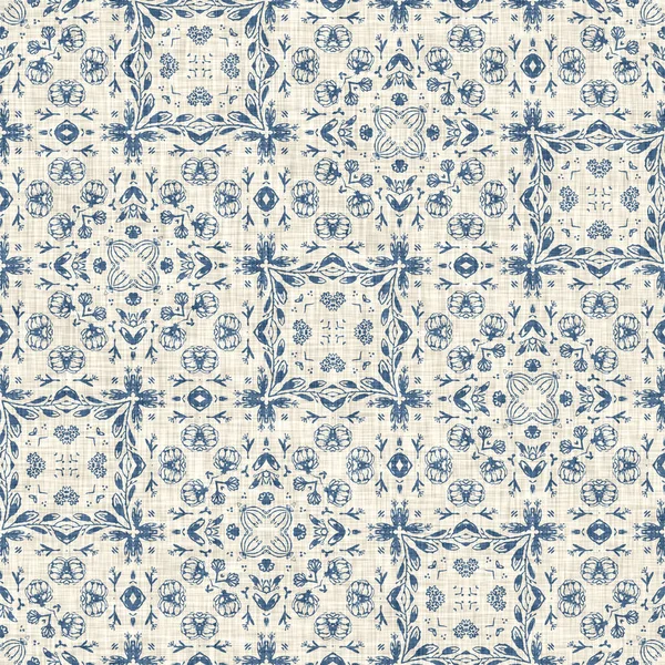 French Blue Floral French Printed Fabric Pattern Shabby Chic Home — Stock Photo, Image