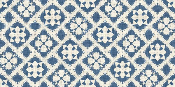 French blue quilt printed fabric border pattern for shabby chic home decor trim. Rustic farm house country cottage flower linen endless tape. Patchwork quilt effect ribbon edge