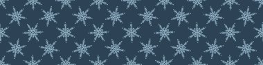 Noel 'de donmuş kar taneleri kusursuz vektör sınırı. Ambalaj kağıdı, Xmas ve soğuk pankart için erkeksi kar grafiği tasarımı. Tatil eli çizilmiş Aralık yıldızı