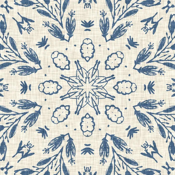 Francuski Niebieski Kwiatowy Francuski Wzór Tkaniny Drukowanej Dla Shabby Szykowny — Zdjęcie stockowe