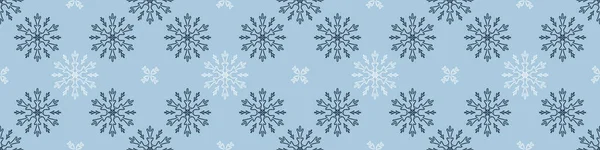 Weihnachten Gefrorene Schneeflocke Nahtlose Vektorgrenze Maskuline Winterschnee Grafik Für Geschenkpapier — Stockvektor