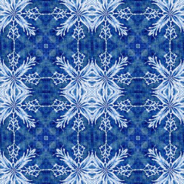 Çivit mavisi kar tanecikli damaske desenli arka plan. Frosty boyama efekti kusursuz arkaplan. Şenlikli soğuk tatil sezonu duvar kâğıdı döşemesi