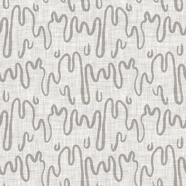 Französisch Grau Gekritzelt Motiv Leinen Nahtlose Muster Tonale Landhausstil Abstrakte — Stockfoto