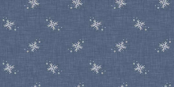 Seamless Christmas Snowflake Woven Linen Pattern Two Tone Seasonal Farmhouse — Stockfoto