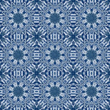 Çivit mavisi kar tanecikli damaske desenli arka plan. Frosty boyama efekti kusursuz arkaplan. Şenlikli soğuk tatil sezonu duvar kâğıdı döşemesi