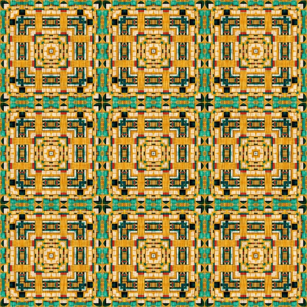 Traditional Tile Mosaic Seamless Pattern Print Fabric Effect Mexican Patchwork — Stock Fotó