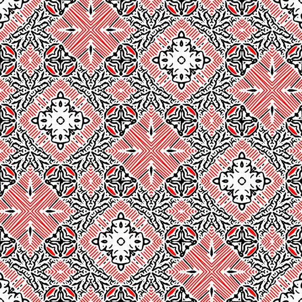 Червоно Чорний Безшовний Візерунок Арабської Мозаїки Бандана Сучасний Чоловічий Хустковий — стокове фото