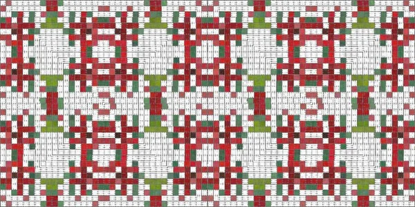 Seamless Christmas Poinsettia Cross Stitch Border Decorative Ornament Seasonal Red — Stockfoto