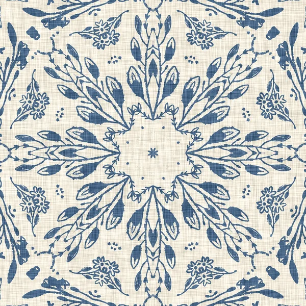 Francês Azul Floral Francês Impresso Padrão Tecido Para Estilo Decoração — Fotografia de Stock