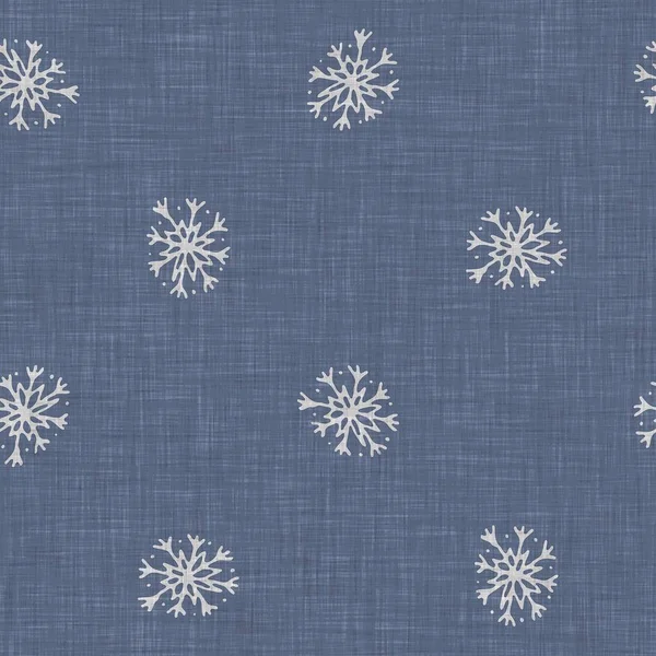 Seamless Christmas Snowflake Woven Linen Pattern Two Tone Seasonal Farmhouse — Stok fotoğraf