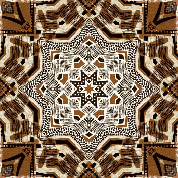 Brown Safari Animal Print Patchwork Seamless Pattern Natural Quilt Clash — Stock Photo, Image