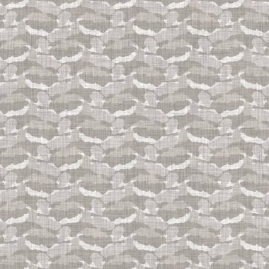 Gri, düzensiz, noktalı keten desenli Fransız kumaşı. Tonal kır evi tarzı soyut benekli arka plan. Basit bir kırsal kumaş tekstil etkisi. İlkel yapılı, pejmürde, şık bir kumaş.