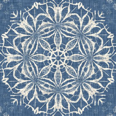 Çiftlik evi mavi kar tanesi desenli arka plan. Frosty batik fransız efekti kusursuz arkaplan. Şenlikli soğuk tatil sezonu duvar kâğıdı döşemesi