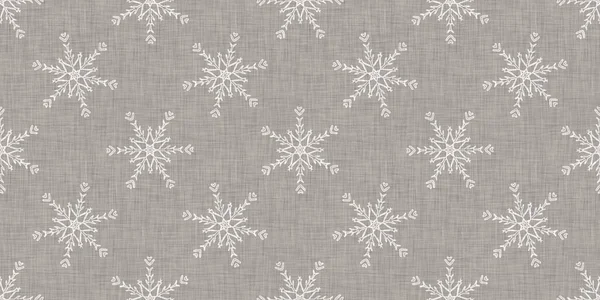 Seamless Christmas Snowflake Woven Linen Border Two Tone Seasonal Grey — Φωτογραφία Αρχείου
