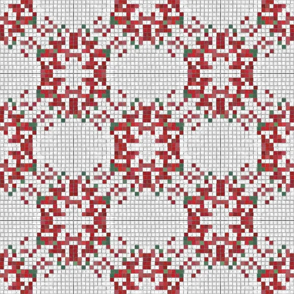 Seamless Christmas Poinsettia Cross Stitch Pattern Decorative Ornament Seasonal Red — Stok fotoğraf