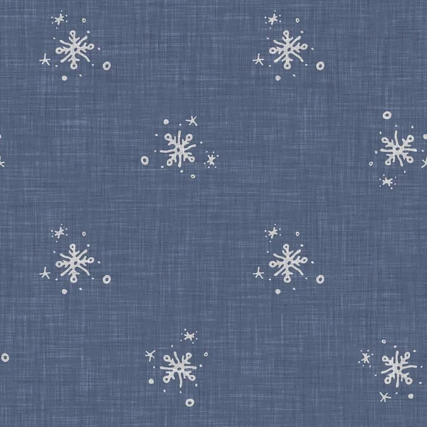 Seamless Christmas Snowflake Woven Linen Pattern Two Tone Seasonal Farmhouse — Stock fotografie