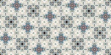 Retro boho geometrik kaleydoskop eşarp sınır modeli arka planı. Renkli klasik Azulejos kurdele kenar süsleme maskesini etkiler. Moda şalı Bitmeyen bandana bandosu