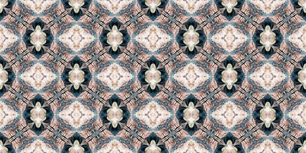 Retro Boho Geometrický Kaleidoskop Šátek Okraj Vzor Pozadí Barevný Vinobraní — Stock fotografie
