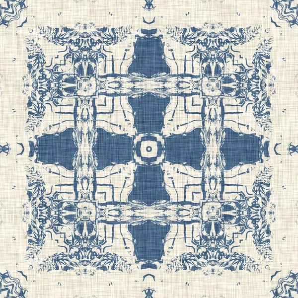 French Blue Quilt Printed Fabric Pattern Shabby Chic Home Decor — Stock Photo, Image