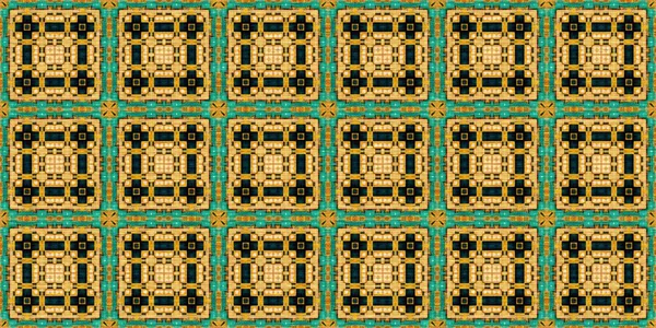 Traditional Tile Mosaic Seamless Border Pattern Print Fabric Effect Mexican — Fotografia de Stock