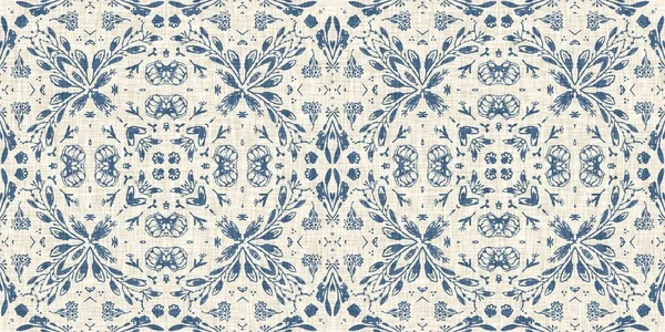 French blue floral french printed fabric border pattern for shabby chic home decor trim. Rustic farm house country cottage flower linen endless tape. Patchwork quilt effect ribbon edge