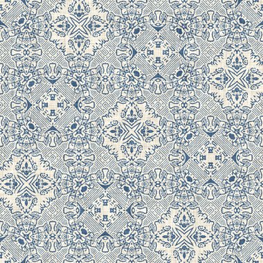 Fransız mavisi keten rengi geometrik deseni etkiler. Eski püskü ev dekoru için klasik 2 tonluk Avrupa nötr gri dokuma kumaş arka planı. Köy çiftliği mutfak havlusu tarzı.