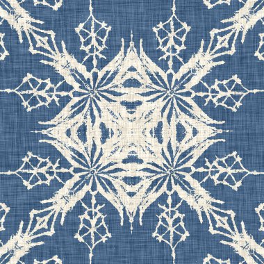 Çiftlik evi mavi kar tanesi desenli arka plan. Frosty batik fransız efekti kusursuz arkaplan. Şenlikli soğuk tatil sezonu duvar kâğıdı döşemesi