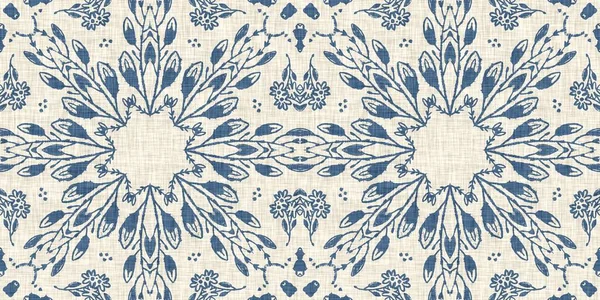 French blue floral french printed fabric border pattern for shabby chic home decor trim. Rustic farm house country cottage flower linen endless tape. Patchwork quilt effect ribbon edge