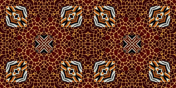 African Kente Cloth Patchwork Effect Border Pattern Seamless Geometric Quilt — Stock Fotó