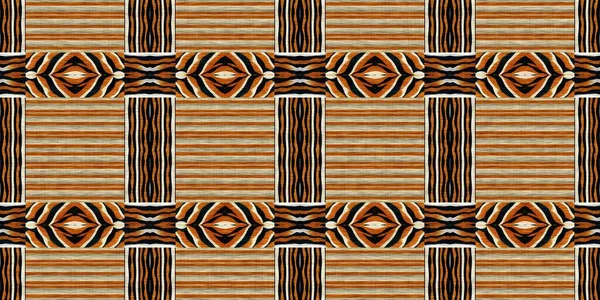 African Kente Cloth Patchwork Effect Border Pattern Seamless Geometric Quilt — Fotografia de Stock