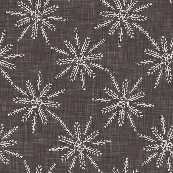 Seamless Christmas Snowflake Woven Linen Pattern Two Tone Seasonal Brown —  Fotos de Stock