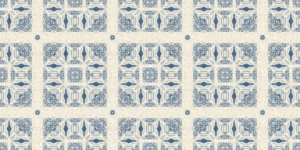 French blue quilt printed fabric border pattern for shabby chic home decor trim. Rustic farm house country cottage flower linen endless tape. Patchwork quilt effect ribbon edge