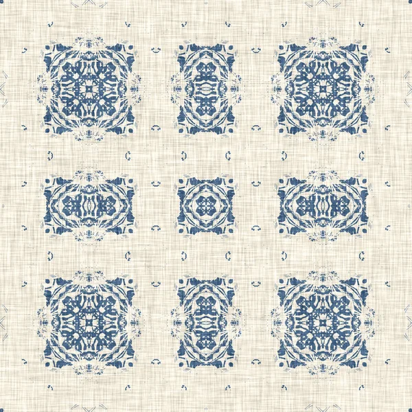 French Blue Quilt Printed Fabric Pattern Shabby Chic Home Decor — Stock Photo, Image