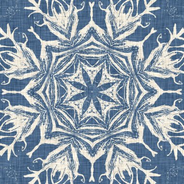 Çiftlik evi mavi kar tanesi desenli arka plan. Frosty batik fransız efekti kusursuz arkaplan. Şenlikli soğuk tatil sezonu duvar kâğıdı döşemesi