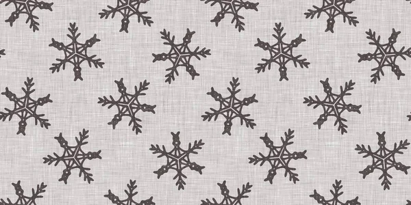 Seamless Christmas Snowflake Woven Linen Border Two Tone Seasonal Brown — Photo